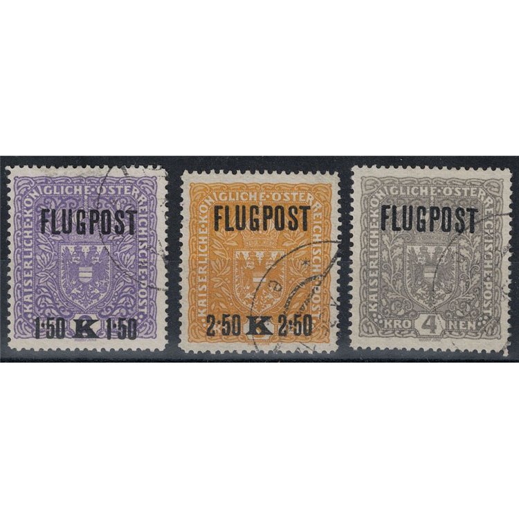 AUSTRIA 1918 Posta aerea, Flugpost 3v us