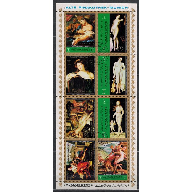 AJMAN 1972 Nude Art Famous Painters, Munich Pinakothek 8v us