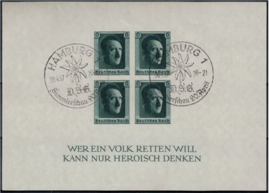 GERMANY REICH 1937 German stamp exhibition s/s us
