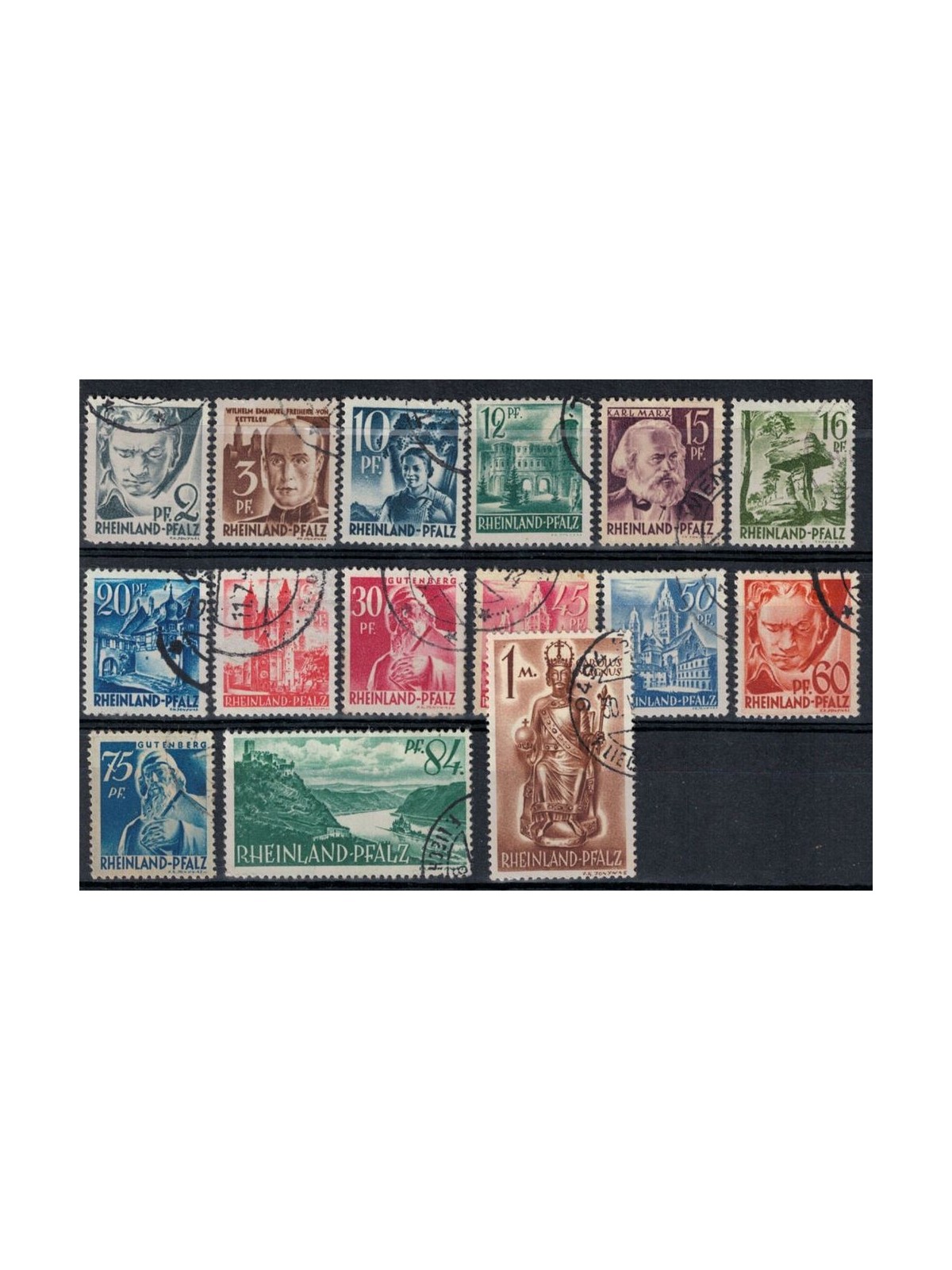 RENANIA PALATINATO (OCC. FRANCESE) 1947 Vedute 15v us