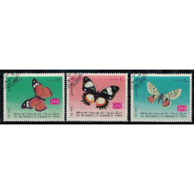 YEMEN KINGDOM 1967 Butterflies 3v us