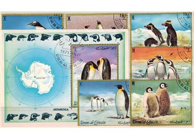 UMM AL QIWAIN 1972 Penguins 6v + 1 s/s us