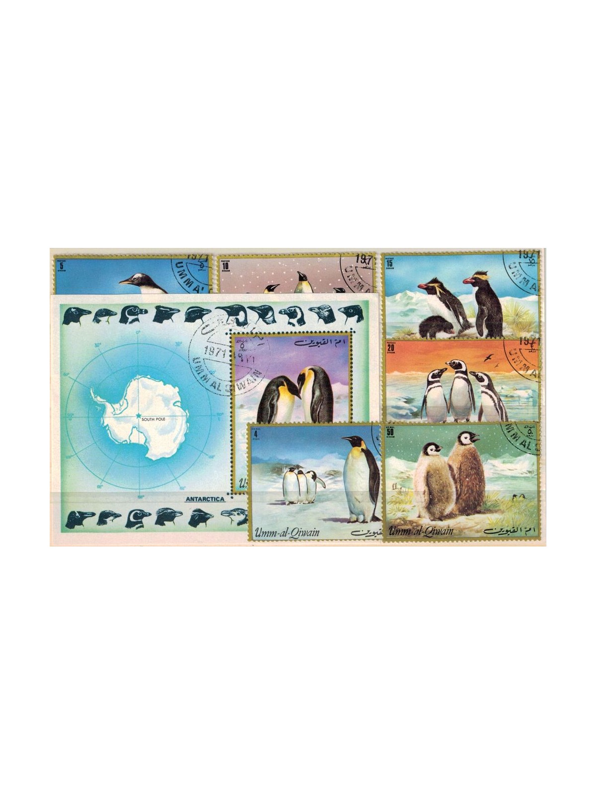 UMM AL QIWAIN 1972 Penguins 6v + 1 s/s us