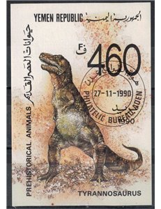 YEMEN REPUBBLICA 1990 Fauna preistorica BF us