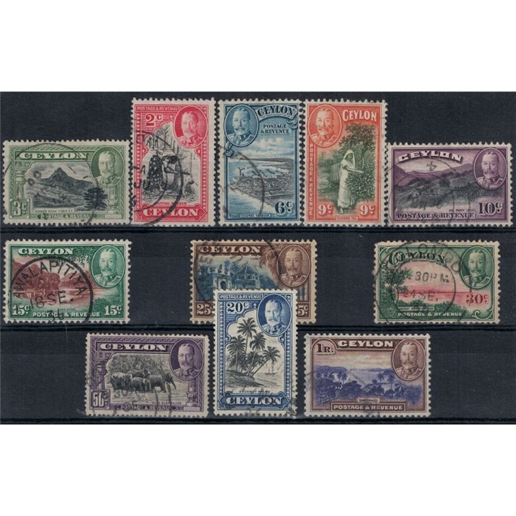 CEYLON 1935-36 Serie ordinaria 11v us