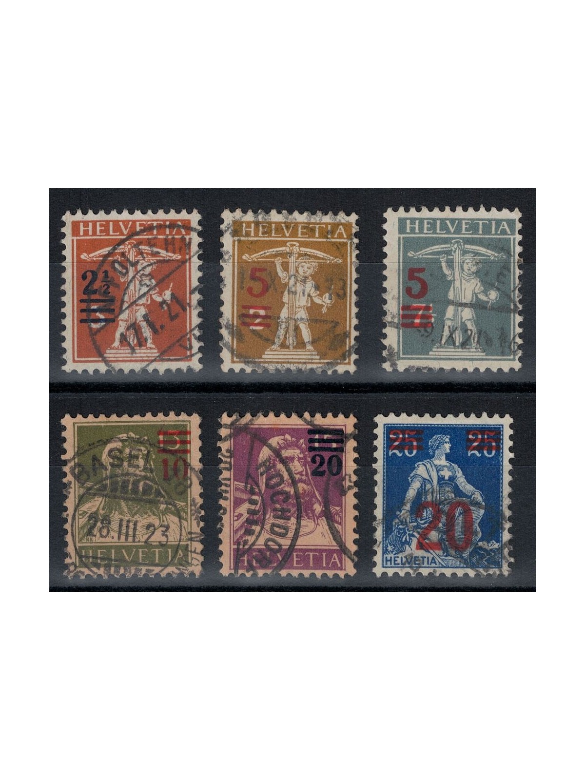 SVIZZERA 1921 Serie ordinaria soprastampata 6v us