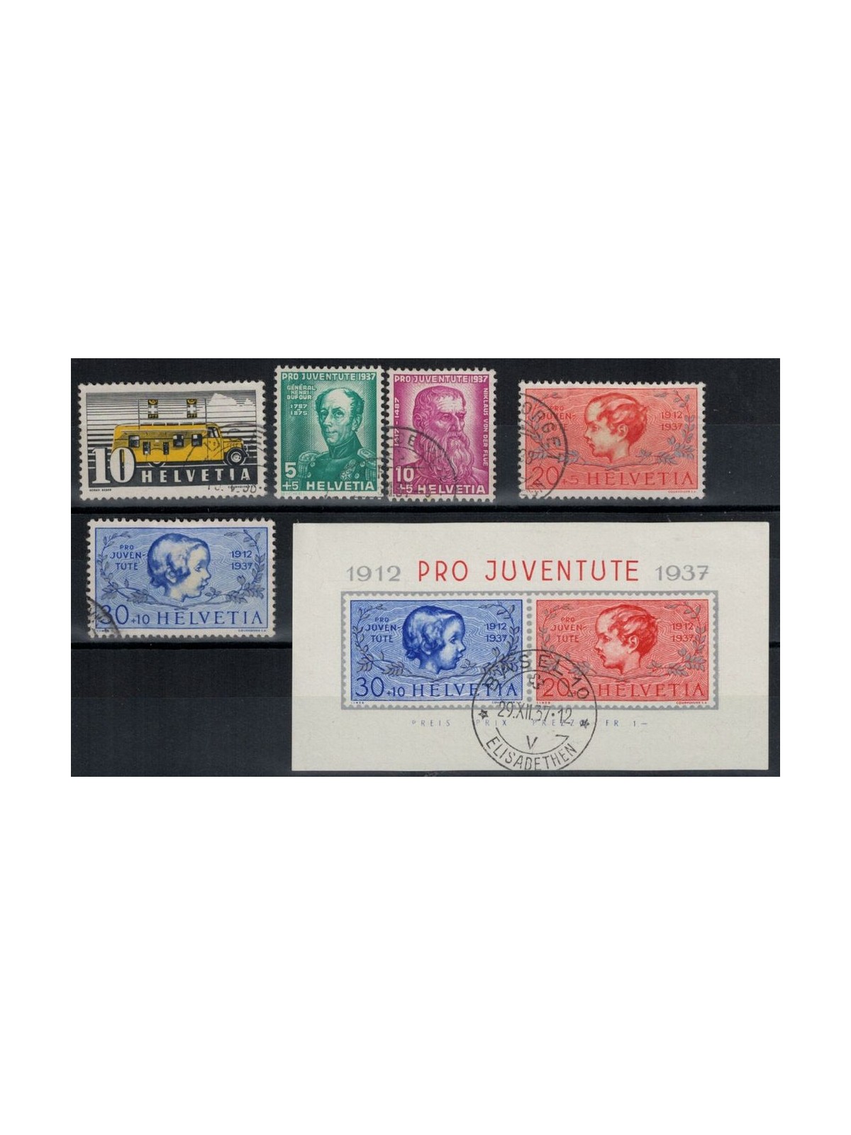SVIZZERA 1937 Annata completa 5v + 1 BF us