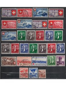 SWITZERLAND 1939 Complete year 29v used