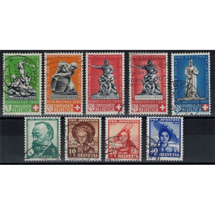 SWITZERLAND 1940 Complete year 9v used