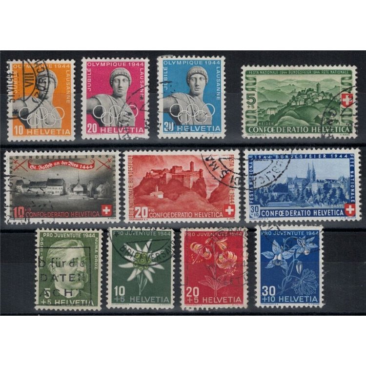 SWITZERLAND 1944 Complete year 11v used