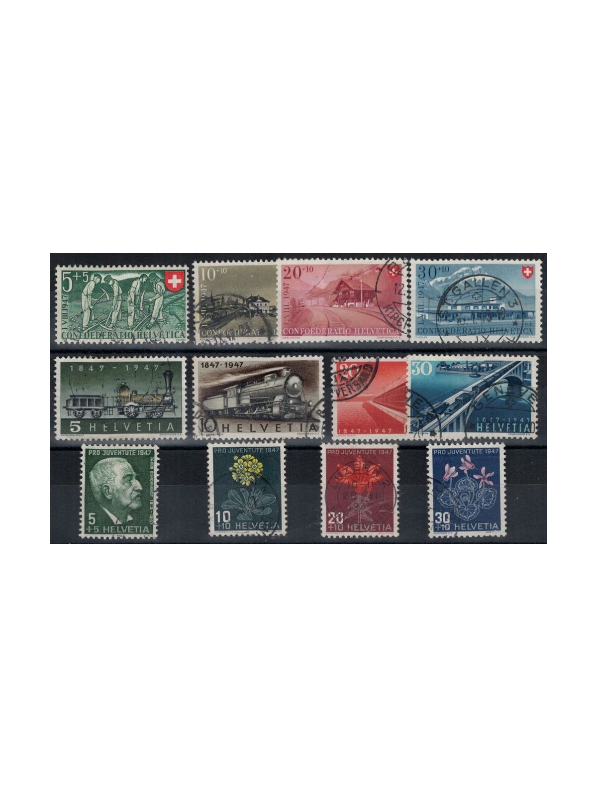 SWITZERLAND 1947 Complete year 12v used