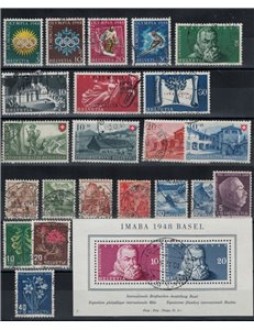 SWITZERLAND 1948 Complete year 22v + 1 s/s used