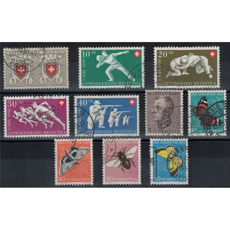 SWITZERLAND 1950 Complete year 10v used