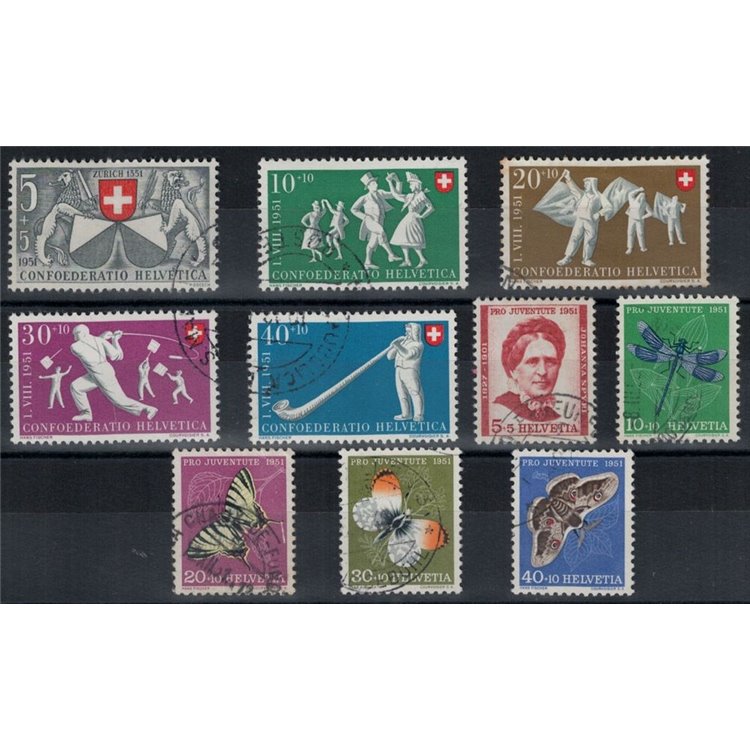 SWITZERLAND 1951 Complete year 10v used