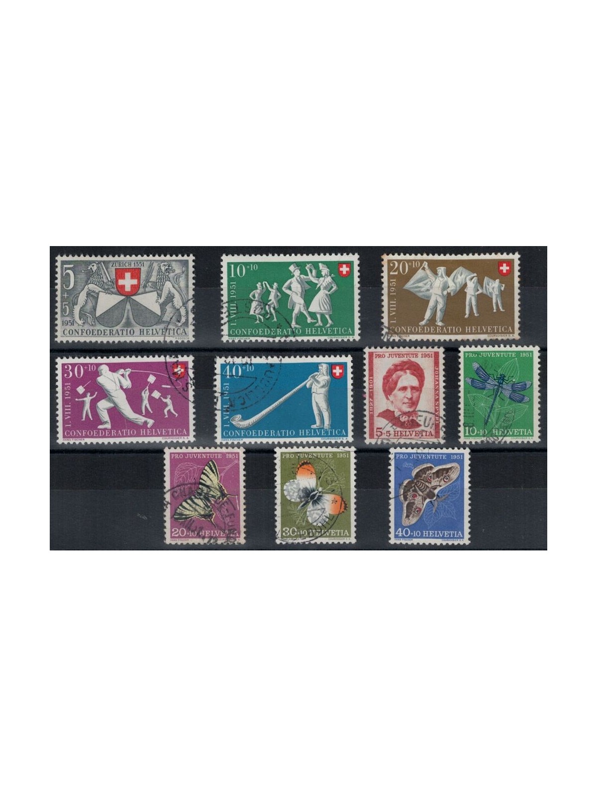 SWITZERLAND 1951 Complete year 10v used