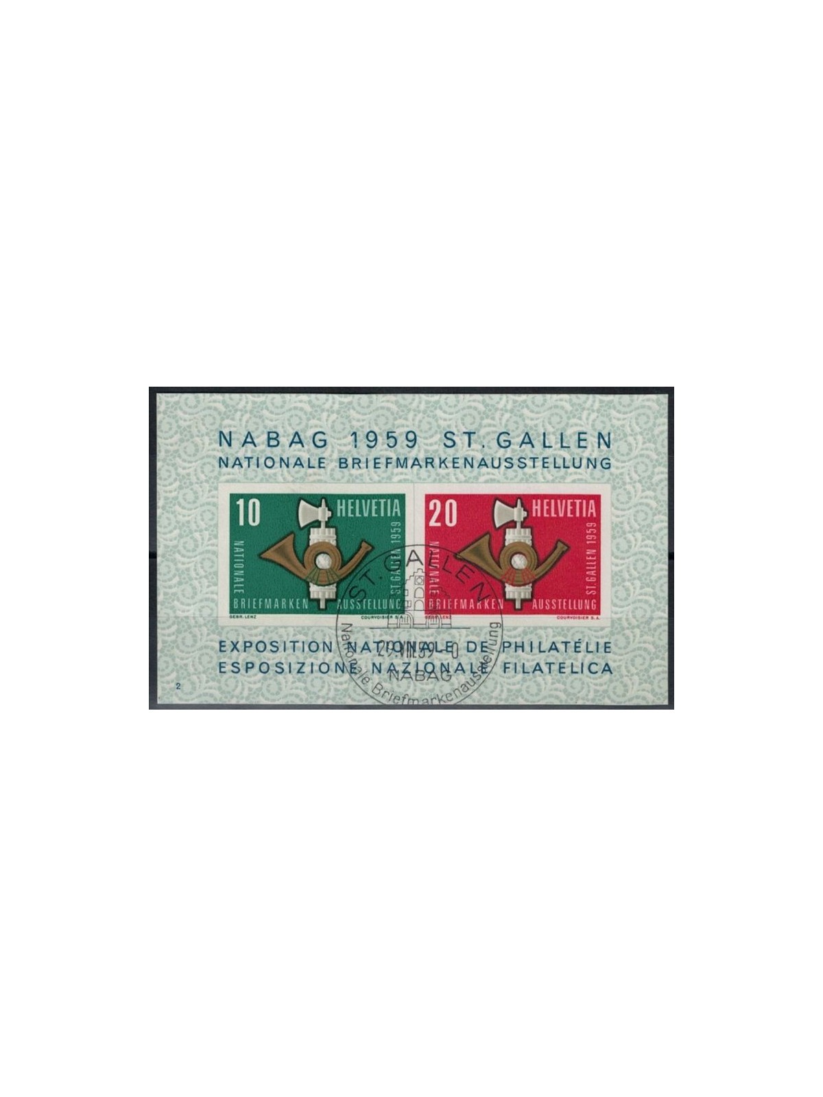 SWITZERLAND 1959 St. Gallen Philatelic Exhibition s/s used