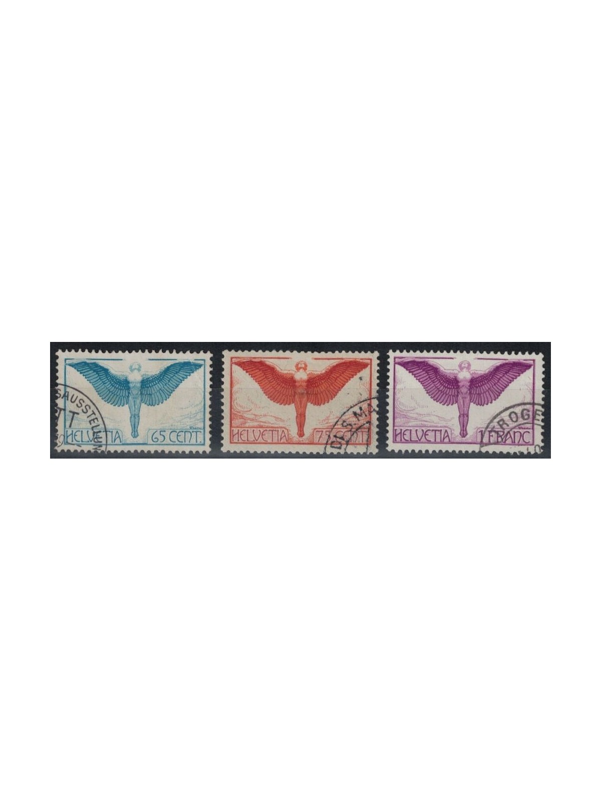 SWITZERLAND 1924 Airmail 3v used