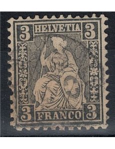 SWITZERLAND 1862 Helvetia seated 3 centimes black used