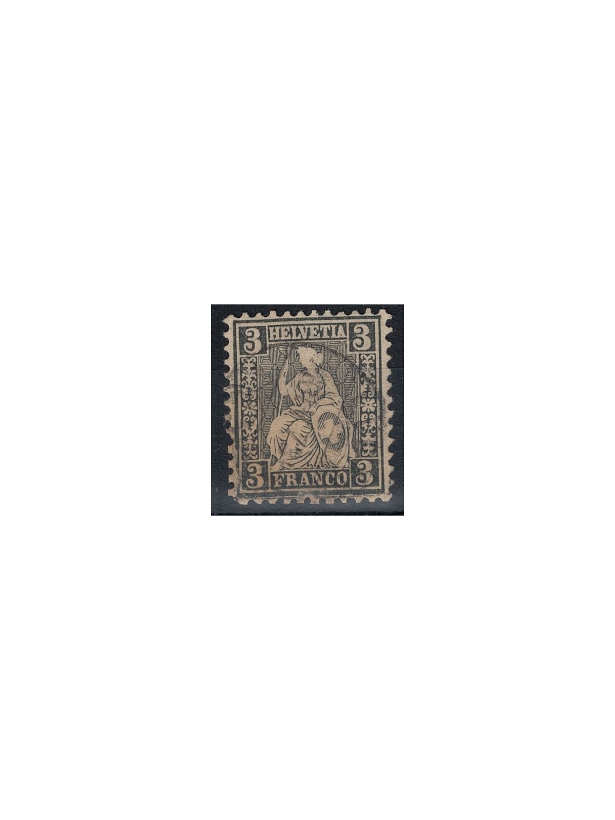 SVIZZERA 1862 Helvetia seduta 3 centesimi nero us
