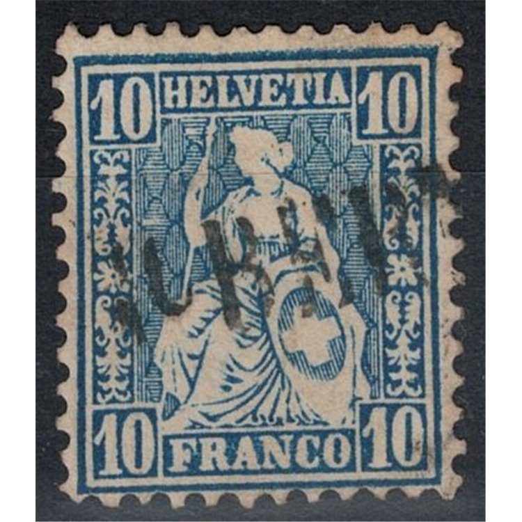 SWITZERLAND 1862 Helvetia seated 10 centimes light blue used