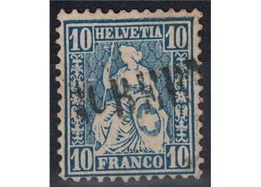 SVIZZERA 1862 Helvetia seduta 10 centesimi azzurro us