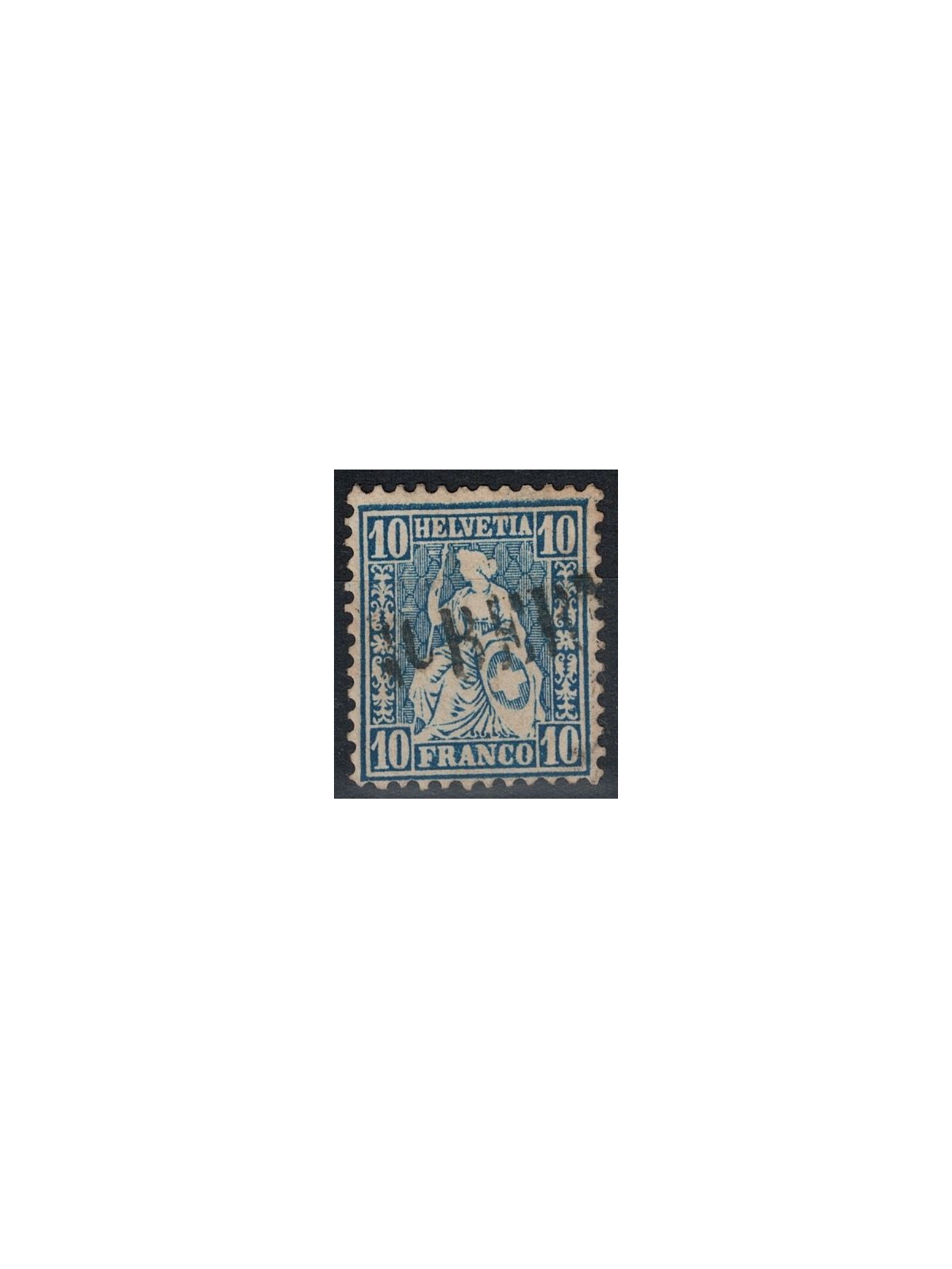 SWITZERLAND 1862 Helvetia seated 10 centimes light blue used