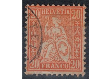 SWITZERLAND 1862 Helvetia seated 20 centimes orange used