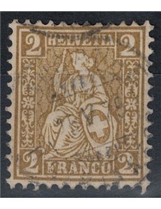 SVIZZERA 1867-78 Helvetia seduta 2 centesimi bistro us