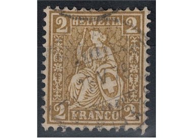 SWITZERLAND 1867-78 Helvetia seated 2 centimes bistro used