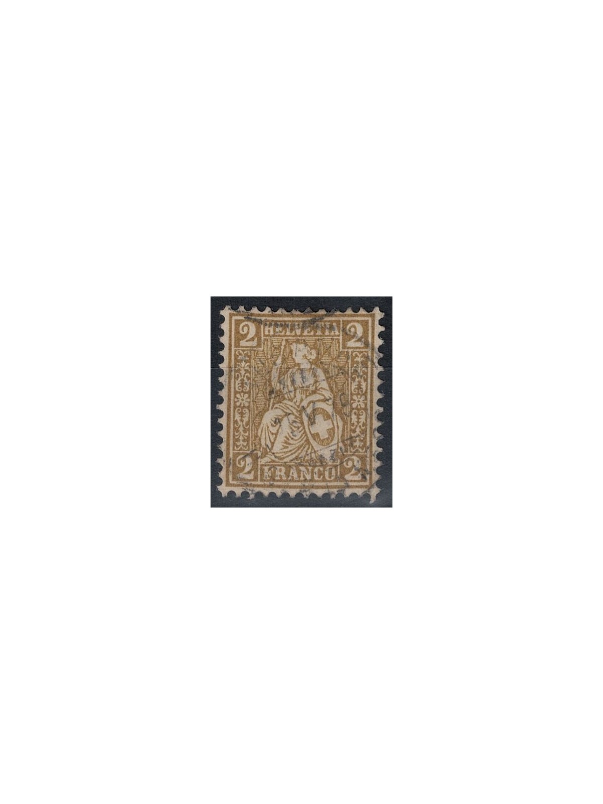 SWITZERLAND 1867-78 Helvetia seated 2 centimes bistro used