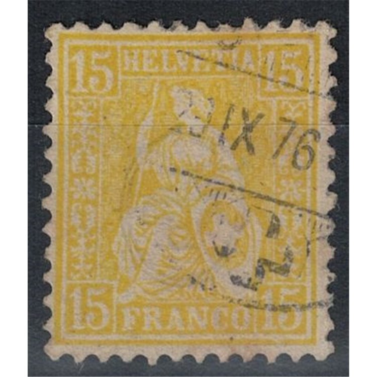 SWITZERLAND 1867-78 Helvetia seated 15 centimes yellow used