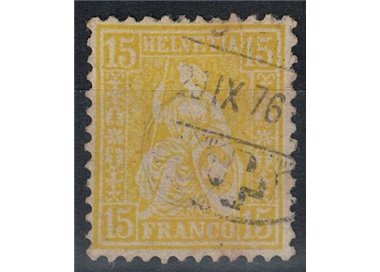 SVIZZERA 1867-78 Helvetia seduta 15 centesimi giallo us