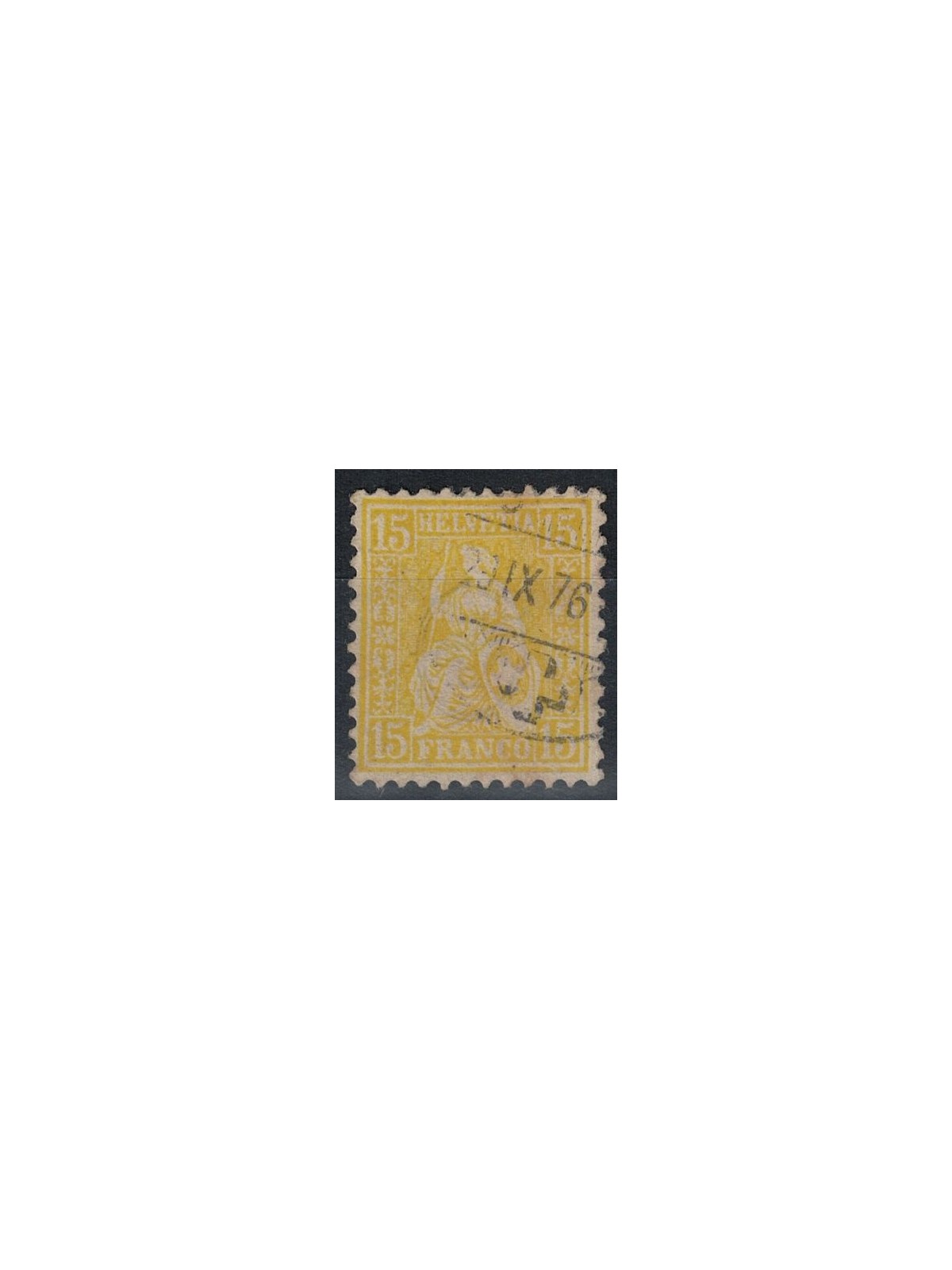 SWITZERLAND 1867-78 Helvetia seated 15 centimes yellow used