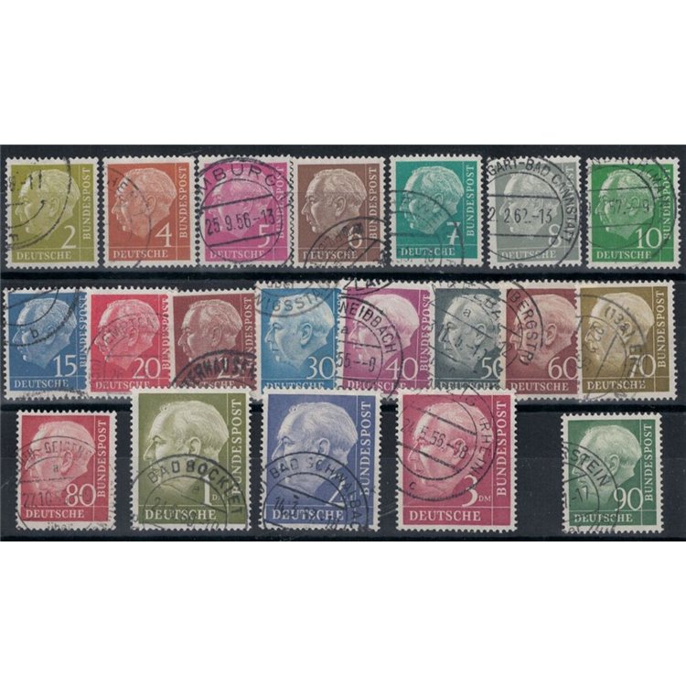 GERMANY FRG 1954 President Heuss, ordinary series 20v used