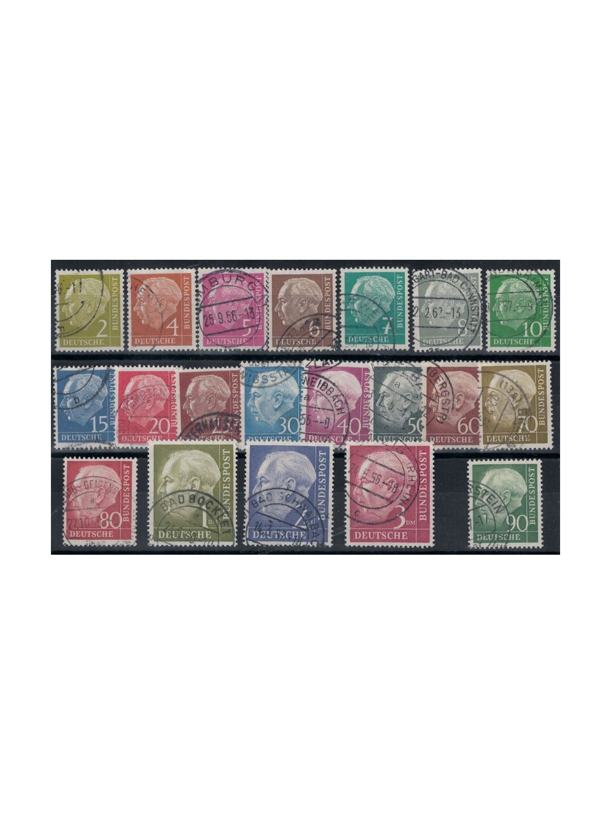 GERMANIA BRD 1954 Presidente Heuss, serie ordinaria 20v us
