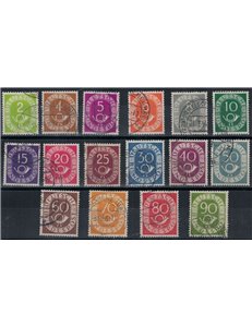 GERMANY FRG 1951-52 Cipher and post horn, ordinary series 16v used