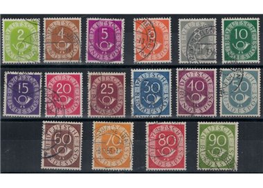 GERMANIA BRD 1951-52 Cifra e corno di posta, serie ordinaria 16v us