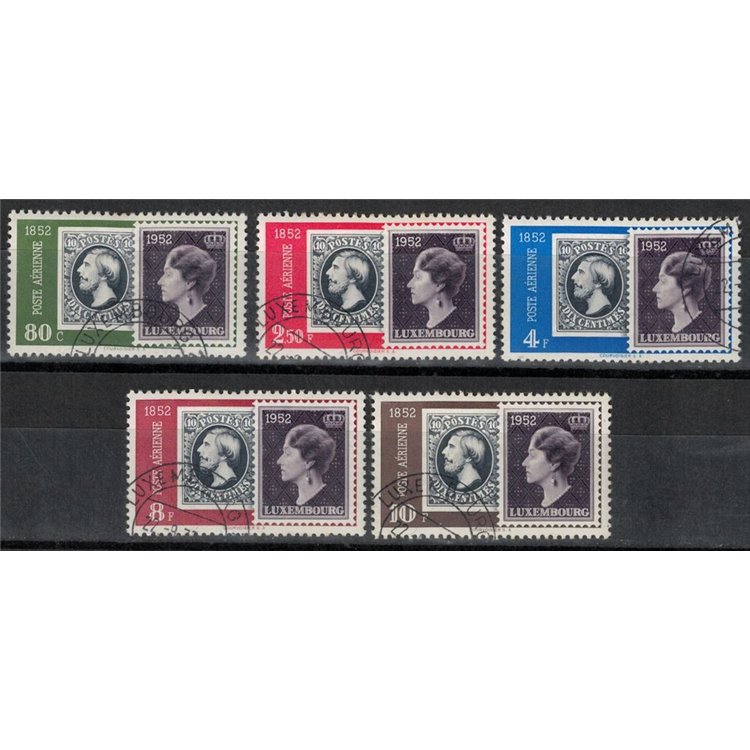 LUXEMBOURG 1952 Centenary of the stamp, airmail 5v us
