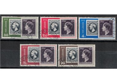 LUSSEMBURGO 1952 Centenario del francobollo, posta aerea 5v us