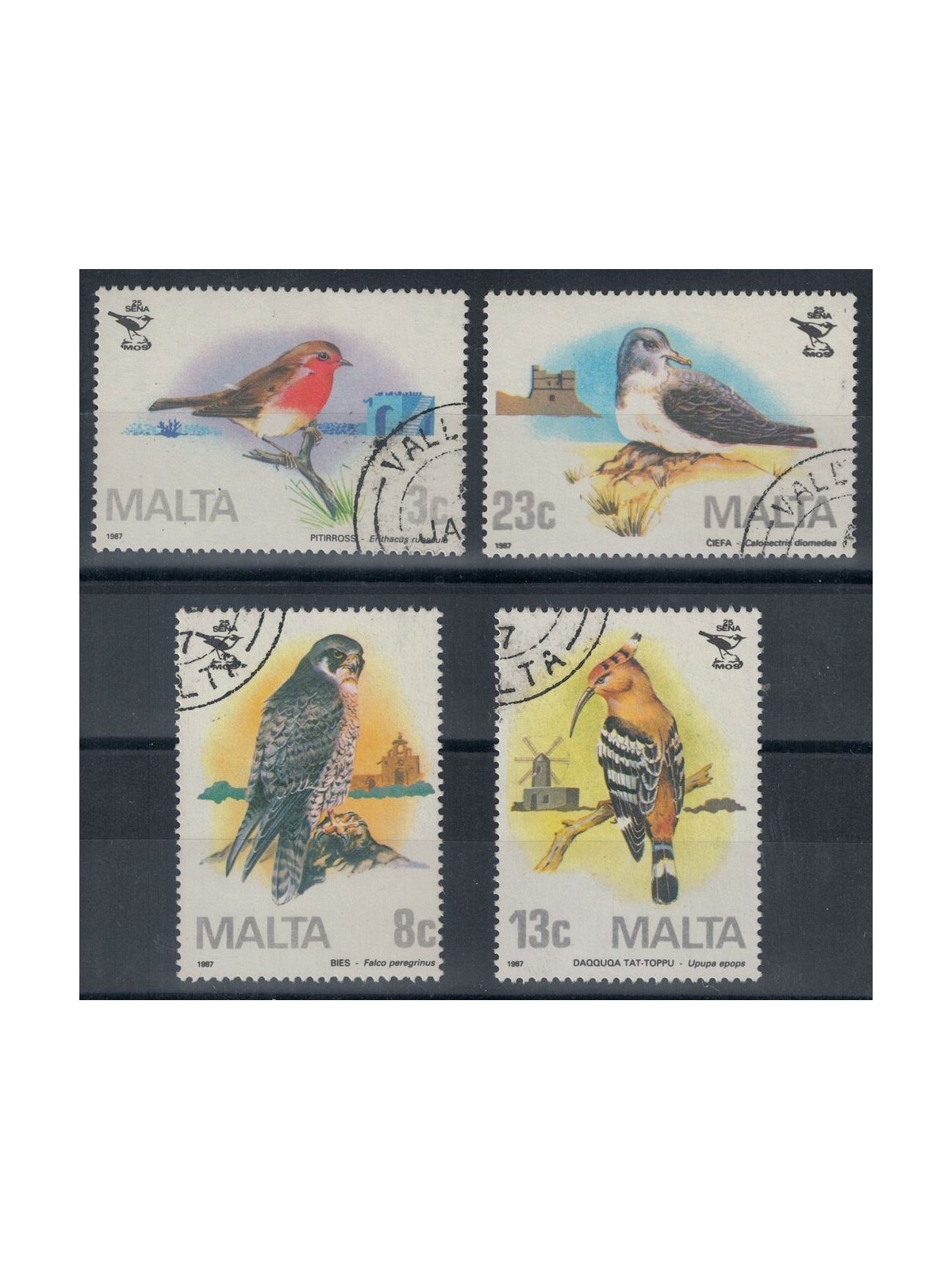 MALTA 1987 Associazione ornitologica, uccelli 4v us