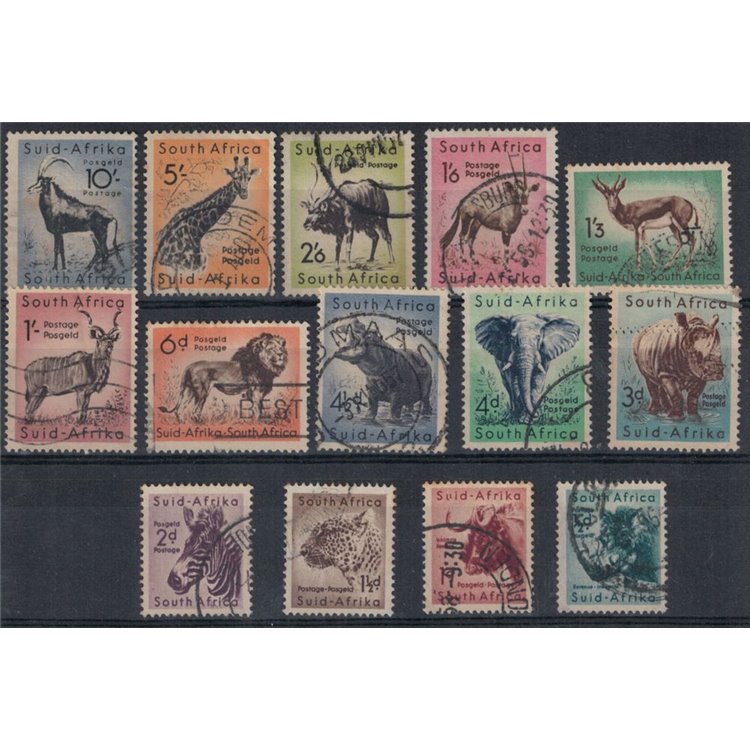 AFRICA DEL SUD 1954 Serie ordinaria, animali 14v us