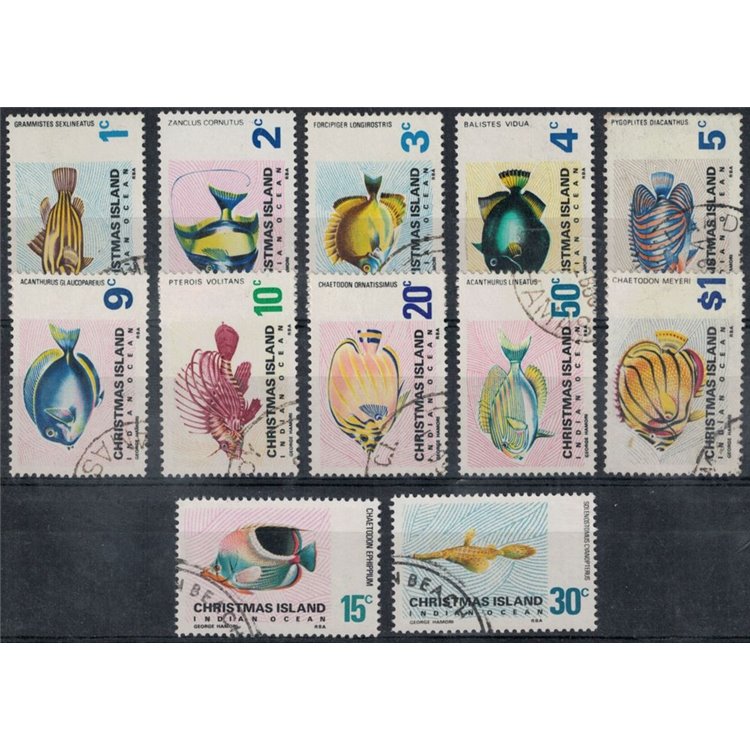 CHRISTMAS ISLAND 1968-70 Ordinary series, fish 12v us