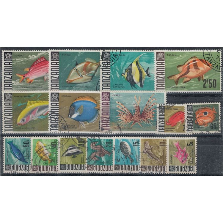 TANZANIA 1967 Serie ordinaria, Pesci 16v us