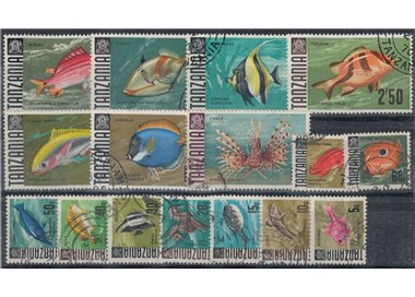TANZANIA 1967 Serie ordinaria, Pesci 16v us