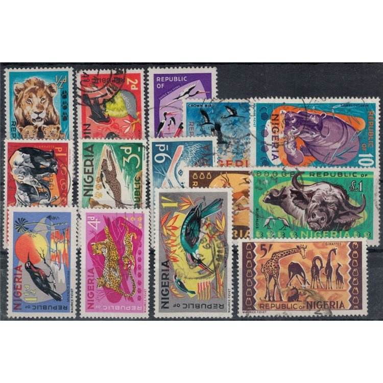 NIGERIA 1965 Ordinary series, animals 14v us
