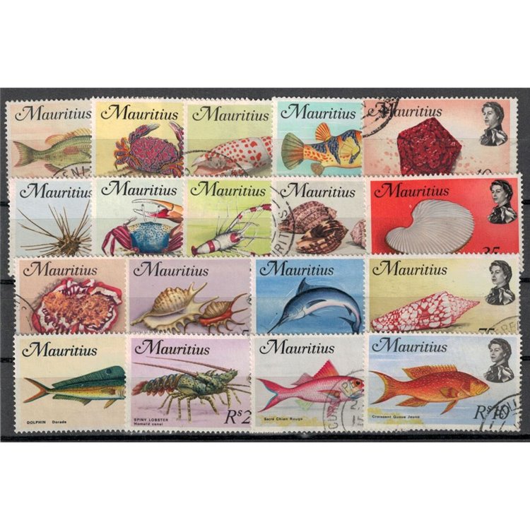 MAURITIUS 1969 Marine fauna - Marine life 18v us