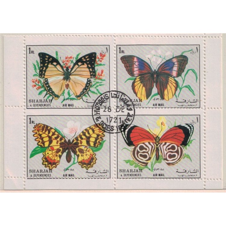 SHARJAH 1972 Fauna, butterflies 4v us