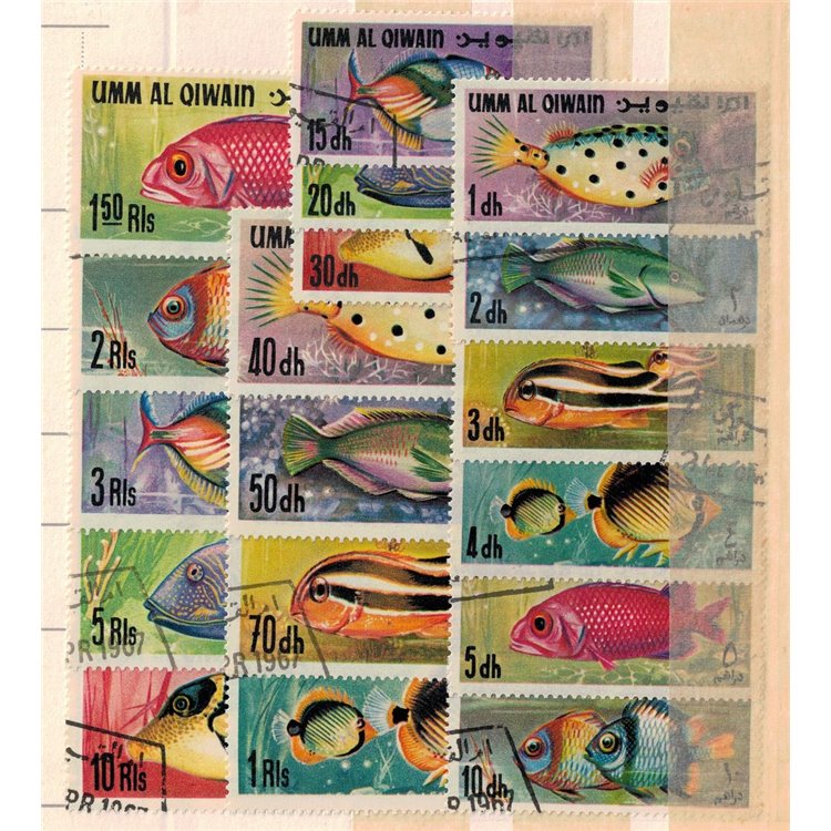 UMM AL QIWAIN 1967 Marine fauna, fish 18v us