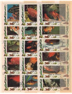 UMM AL QIWAIN 1972 Fauna marina, pesci tropicali 16v us