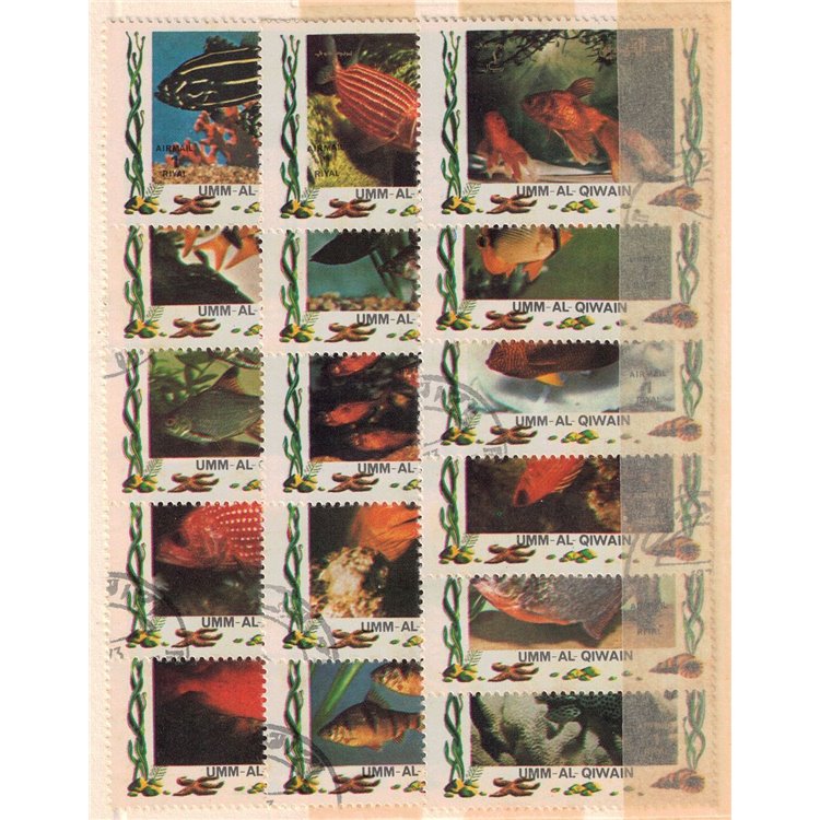 UMM AL QIWAIN 1972 Marine fauna, tropical fish 16v us